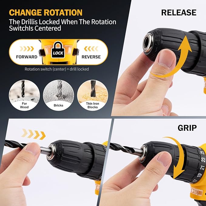 DOWELL 223-Piece Power Drill Tool Set, 12V Cordless Drill Driver Kit with Drawer Toolbox, Socket & Bit Set, Hex Keys, Wrench for Home Renovation, DIY Projects & Garage Use