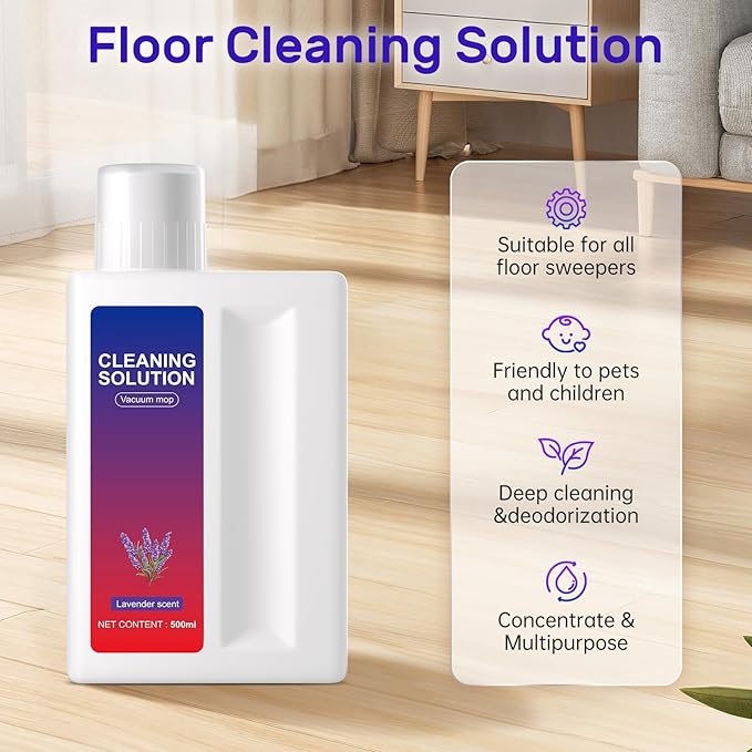 Lavender Floor Cleaning Solution Compatible with Dreame Wet & Dry Vacuum and Robot， Residue & Streak Free,Suitable for All Robot Vacuum Cleaners and Wireless Wet Dry Dual-Use Vacuum Cleaners