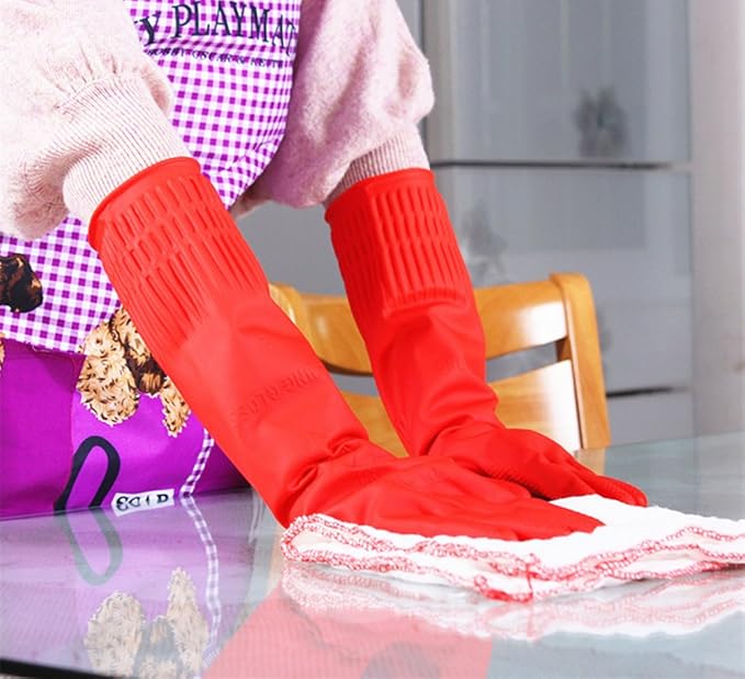 Rubber Cleaning Gloves Kitchen Dishwashing Glove 6-Pairs,Waterproof Reuseable.(Medium)
