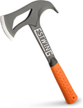 ESTWING Hunter's Axe - 14.25" USA Made Forged Steel Hatchet with Gut Hook & Hi-Vis Orange Shock Reduction Grip - EOHA