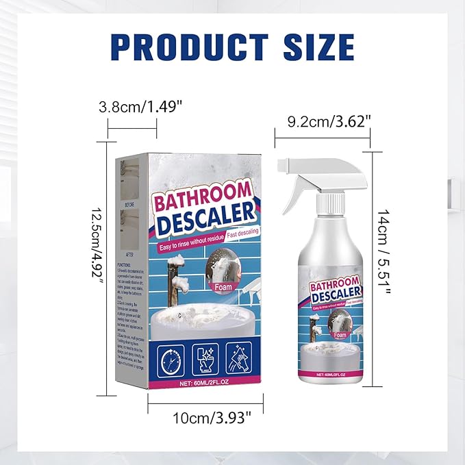2PCS Stubborn Stains Cleaner, Bathroom Descaler Cleaner, Bathroom Foam Cleaner Spray, All-Purpose Descaler Foam Spray, Stubborn Stains Cleaner,Limescale Cleaner