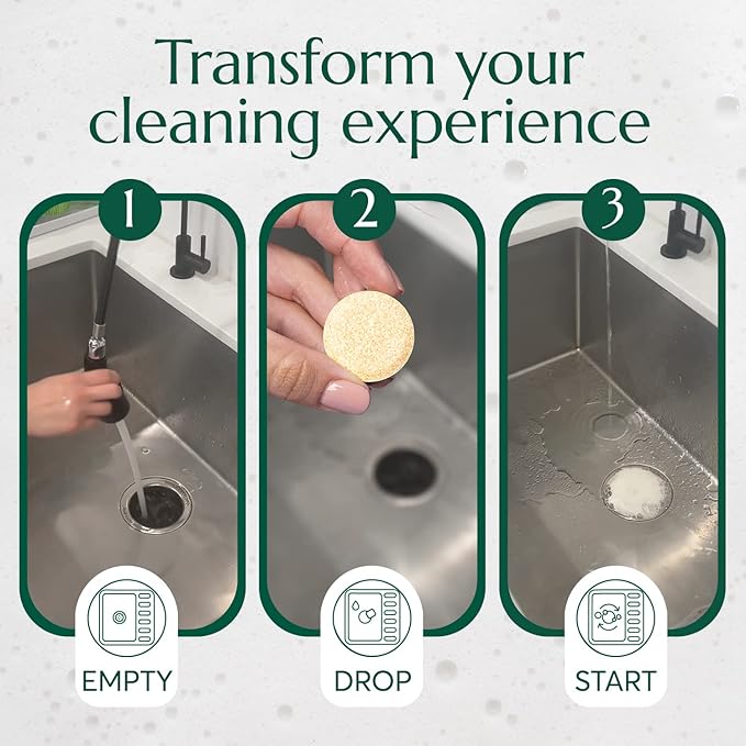 CLEANOMIC - Garbage Disposal Cleansing Tablets (8 Pack) - Foaming Garbage Disposal Cleaner and Deodorizer, Household Garbage Disposal Cleaners, Sink Cleaner and Deodorizer, Kitchen Drain Cleaner