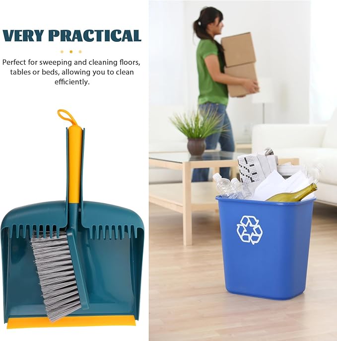 Small Broom and Dustpan Set for Home Cleaning, Handheld Kitchen Sweeping Tool with Compact Dustpan, Lightweight Cleaning Accessory for Living Room and Desktop Use
