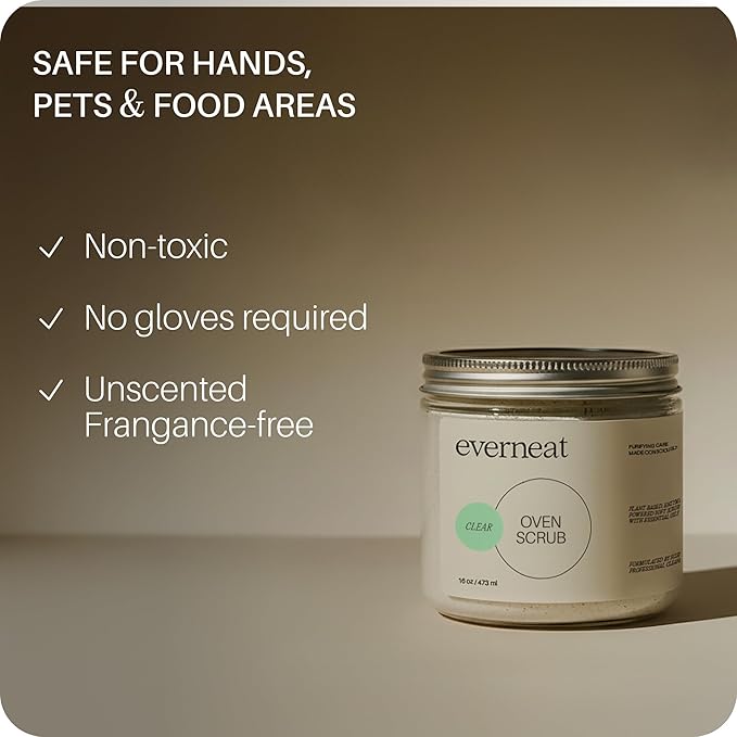 Everneat Oven Scrub – Natural Heavy-Duty Oven Cleaner (16oz) | Fume-Free Degreaser for Racks, Doors & Grates | Non-Toxic, Safe for All Oven Types (Unscented)