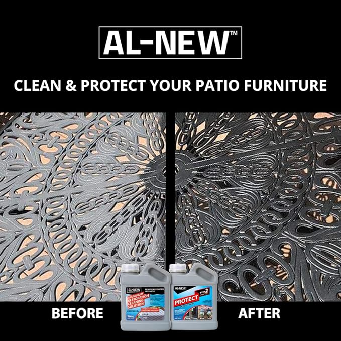 AL-NEW Aluminum Restoration Cleaning Solution Protect | Clean & Protect Patio Furniture, Stainless Steel, & Other Household Metal Surfaces (16oz.)