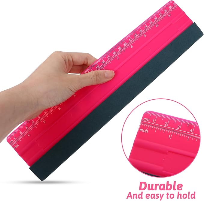 Wallpaper Smoothing Tool, Professional Vinyl Squeegee with Ruler Felt Squeegee for Vinyl Decals Sticker Paper Wallpaper Window Film Tools (12inch)