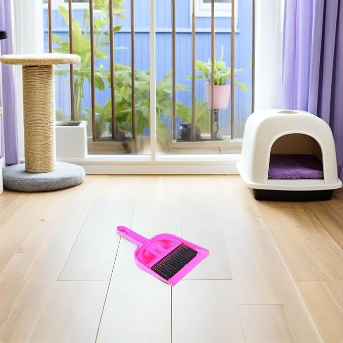 Alipis 10pcs Mini Broom and Dustpan Set for Small Animal Cage Cleaning, Handheld Pet Broom and Pet Dustpan in Bright Rose Red and Bright Blue for Hamsters, Hedgehogs, Guinea Pigs,