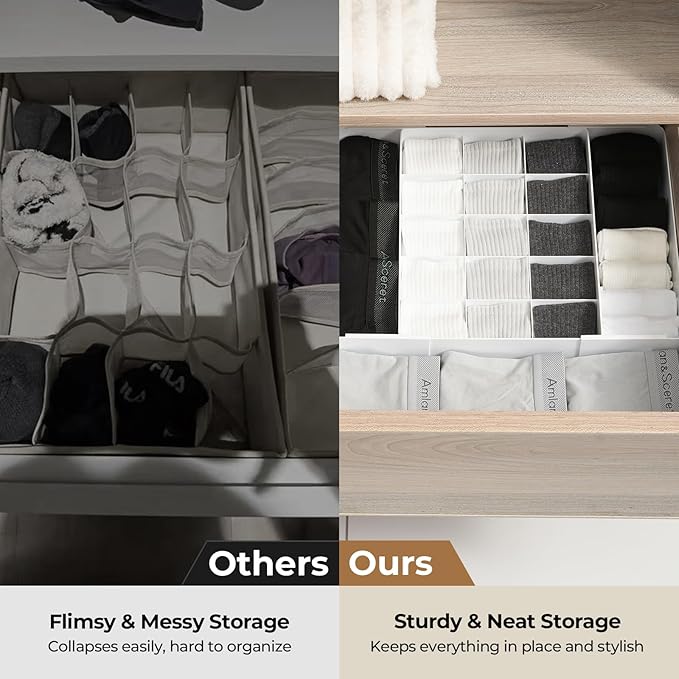 Expandable Drawer Organizer – 14-Grid Storage Box for Underwear, Bras, Socks, Baby Clothes – Fits Closets & Dressers (10+4)
