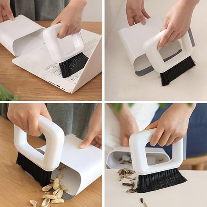 Mini Dustpan and Brush Wisp Broom and Dustpan Portable Handheld for Keyboard Bedroom Bathroom Kitchen Counter Camping Tent BBQ Table Pet(1 Set)