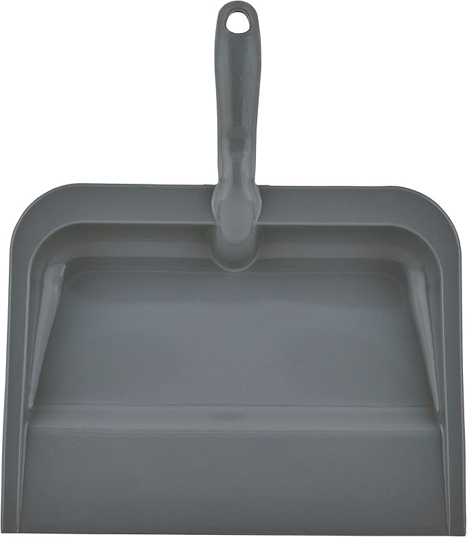 Superio Set of Grey Broom and Matching Dustpan Broom Has a 48” Handle, Durable Plastic Dustpan with Comfort Grip Handle
