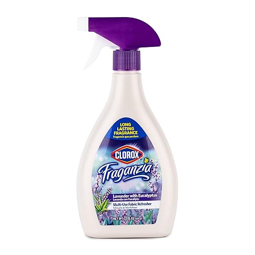 Clorox Fraganzia Refresher Spray, Lavender with Eucalyptus Scent - Multi-Use Fabric & Linen Freshener Spray - Odor Eliminator for Home, Upholstery, Bedding, Curtains, Room, 22 Fl Oz