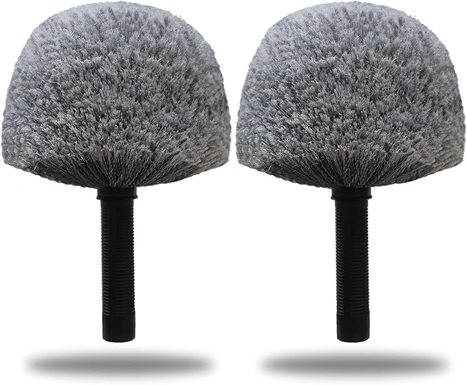 2 Pack Grey Twist-On Cobweb Duster Head Brush - Fits Standard 3/4 inch Threaded Poles, Attachment Spider Web Duster Brush for Outdoor & Indoor Cleaning