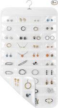 2 Pack Hanging Jewelry Organizer, 80 Clear Pockets earring organizer and storage, Accessories holder organizer for Closet, Jewelries, Necklace, Travel