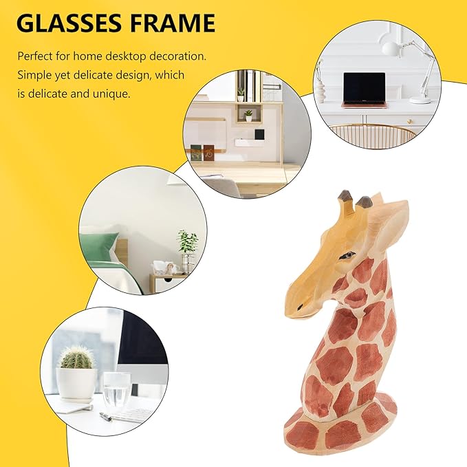 Giraffe Shaped Glasses Display Rack Wooden Eyeglasses Holder Desktop Storage Stand Animal Design Eyewear Organizer for Home Office