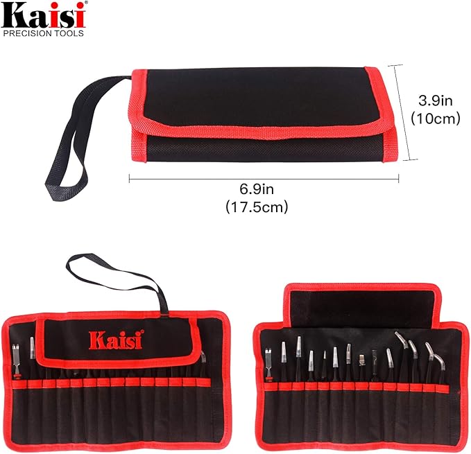Kaisi 13 PCS Precision Tweezers Set Anti-Static ESD Tweezers Kit with 13 Precision Non-Magnetic Stainless Steel Tweezers With tweezers storage bag