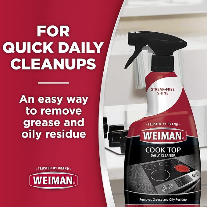 Weiman Stovetop Cleaner & Stainless Steel Cleaner - 22 Ounce - Daily Appliance Kitchen Cleaning Kit