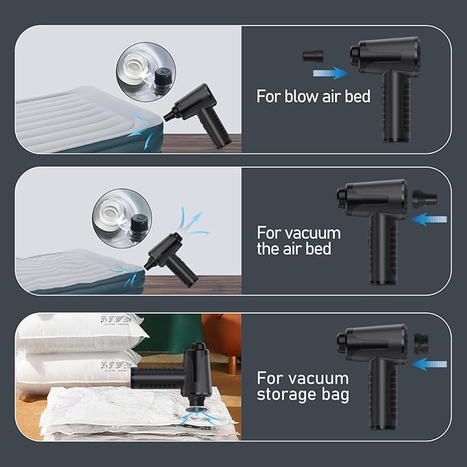 Electric Compressed Air Duster Rechargable Air Blower for Car 100000RPM Air Can Duster for Computer PC Mini Blower Cordless with Led Light Handheld Blower Keyboard Cleaner, Black