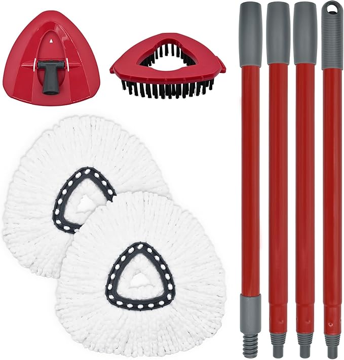 Mop Replacement for Ocedar, Mop for O Cedar, Replacement Mop for O Cedar Spin Mop Contains 4-Section Mop Handle 2 Mop Replace Head 1 Mop Base 1 Scrubber Mop Head for O-Cedar Spin Mop