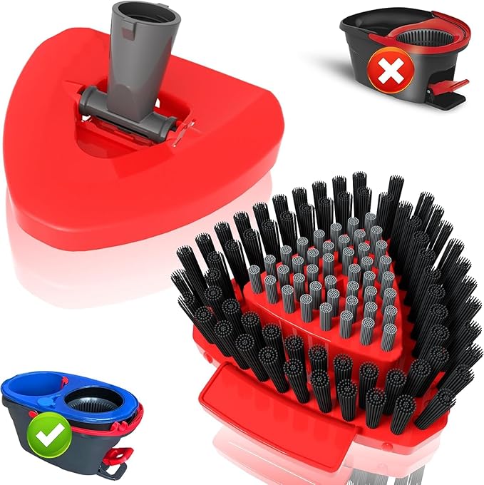 Spin Mop Scrub Brush Replacement Head and Base Compatible with O-Cedar RinseClean 2 Tank System, Floor Scrubber Brush Triangle Hard Bristle Cleaning Brush for Bathroom Kitchen Pool, Garage, Patio