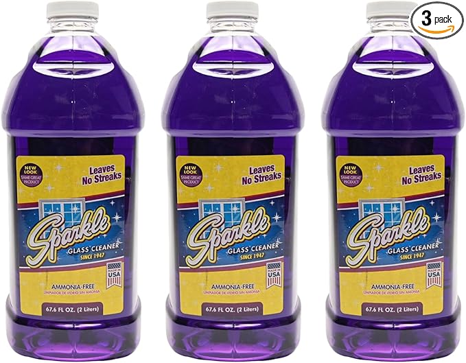 Sparkle Ammonia-Free Glass Cleaner Refill, Heavy Duty Streak-Free Window & Mirror Cleaner Spray, Original Formula, 2L Bottle (Pack of 1)