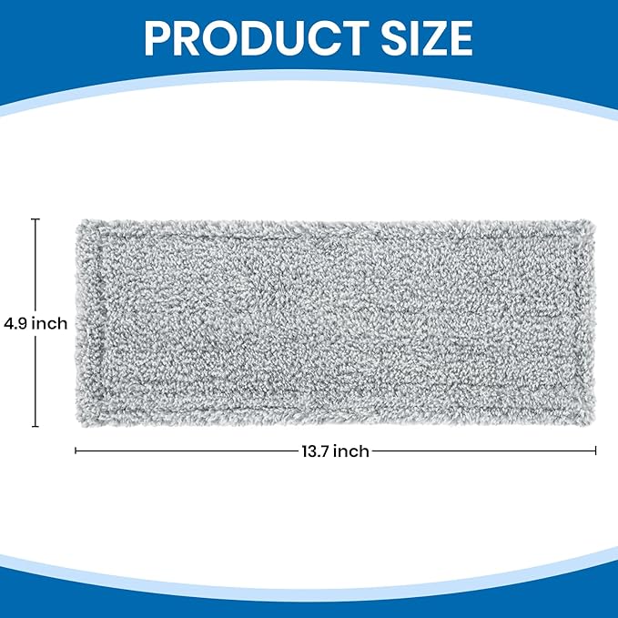 3 Pack Microfiber Mop Pads, Replacement Mop Cleaning Pads for Mop Bucket Set (ASIN:B0D7HCH1KS), Pack of 3 Refills 13inch - Grey