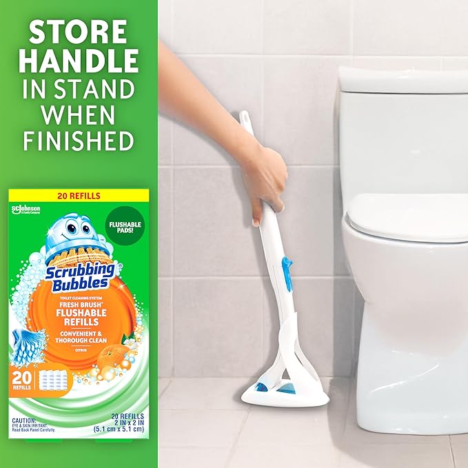 Scrubbing Bubbles Flushable Toilet Bowl Wand Cleaner Refills, Fresh Brush Cleaner Toilet Refill Pads, Removes Limescale & Odors, Citrus Scent, 20 Count (Pack of 2)