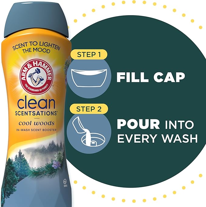 ARM & HAMMER Clean Scentsations In-Wash Scent Booster, Cool Woods scent, 24 Oz
