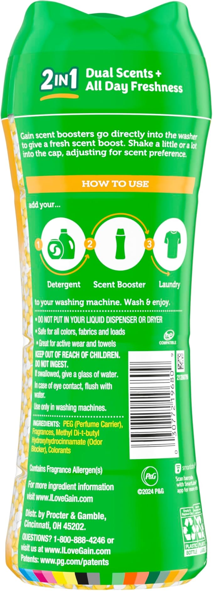 Gain Tango 2-in-1 Laundry Scent Booster Beads, Piña and Plumeria Scent, 10.7 oz, Laundry Beads with Dual Scents Plus All Day Freshness