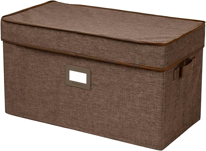 Covermates Keepsakes - Storage Box - Heavy Duty Polyester - Reinforced Handles - ID Window - Indoor Storage - Closet Storage, Brown Heather