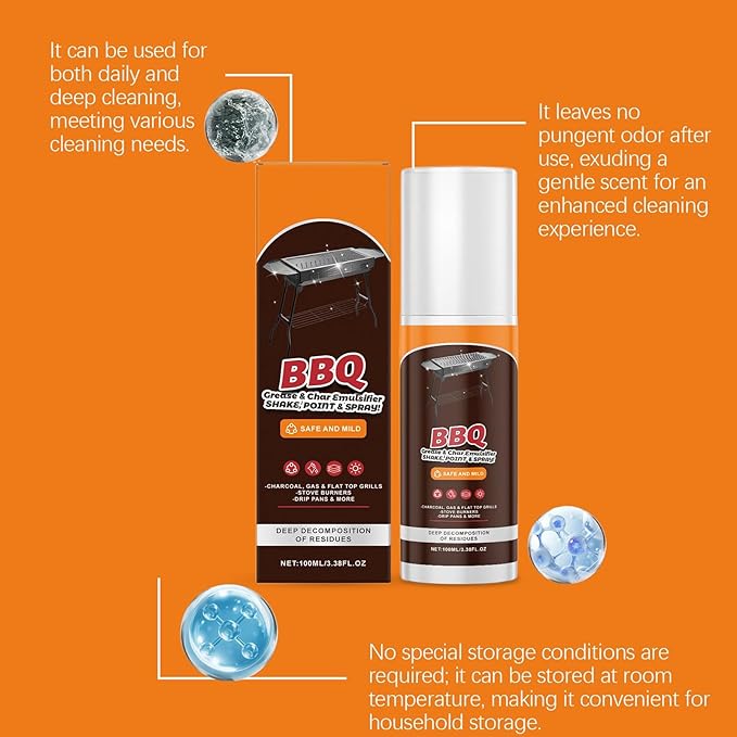 Stainless Steel Grill Cleaner, 100ml Heavy Duty Foam, 3.9x3.9x13.7cm, for BBQ, Oven, Kitchen, Outdoor Grills, Home, Restaurant, Appliance Maintenance