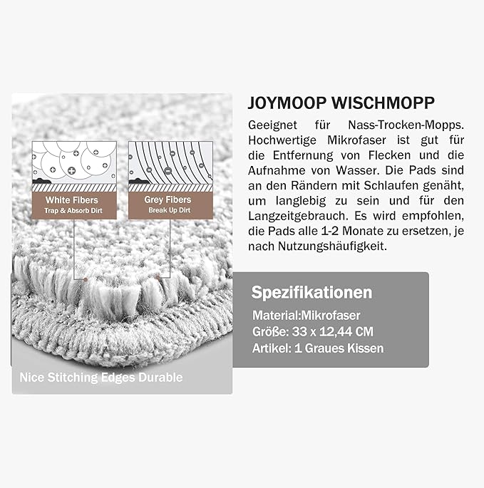 JOYMOOP 13" Mop Head with Microfiber Mop Pad Replacement, 1 Pack