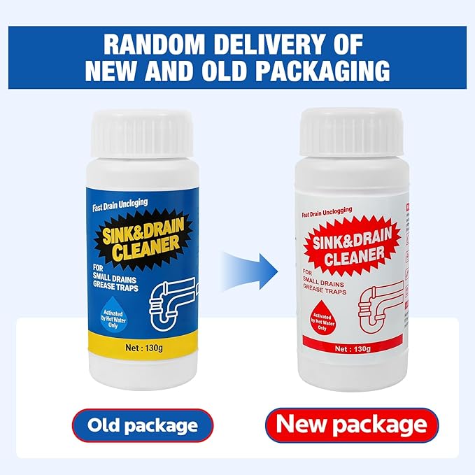Sink Drain Cleaner Powder: Household Drain Clog Remover for Sink Shower Tub Kitchen Bathroom Pipes Floor Drains - Easy-to-Use Home Unclogging Opener (4 Pack)