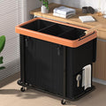 60 Gal (230L) Laundry Hamper 3 Section with Lid, Leather Patchwork Laundry Sorter with Rolling Lockable Wheels and Handle, Laundry Basket Organizer for Laundry Room, Bedroom and Bathroom - Black