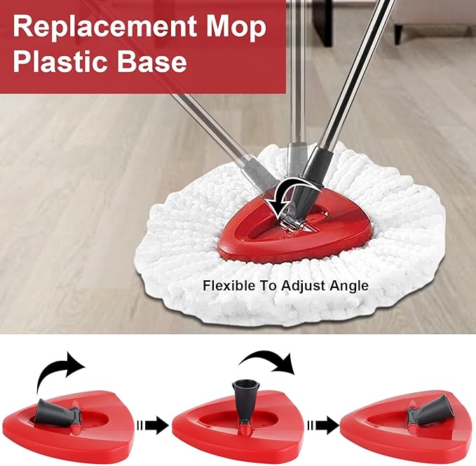 Spin Mop Handle,Head,Base Replacement Compatible with Easywring Microfiber Spin Mop - Replace 30-58in Stick/Pole+5Head Refill+1Base for Easy Wring Spinning Mop Only 1Tank System