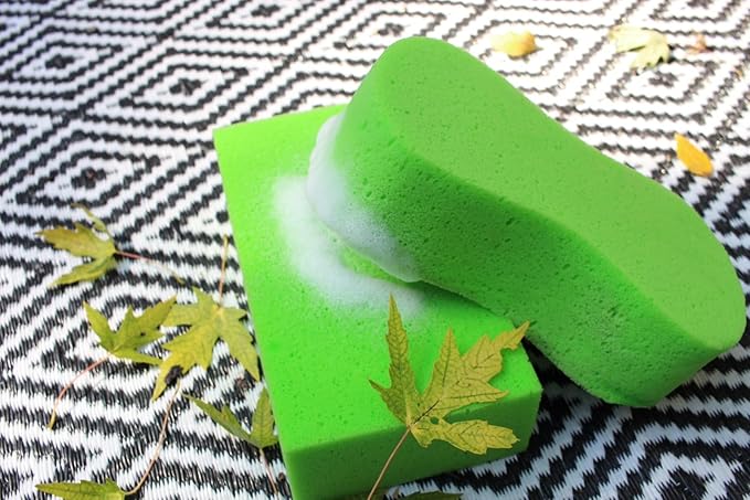 Multi-Purpose Sponges for Cleaning - Lime Green 2 Pack, Large Sponges for Car Washing, Tile & Grout, All Purpose Cleaning