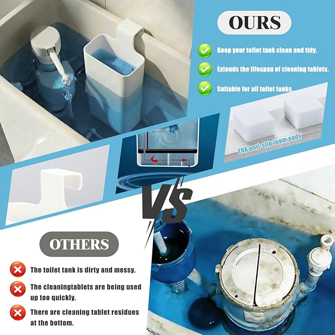 2Pcs Toilet Tank Cleaning Tablet Holder, Toilet Cleaner Tablets Buffer Box Hanging Holder Preventing Dissolved Residue From Polluting Water Tank Caddy Bowl Tablets