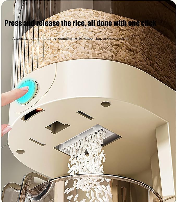 Peaoop 11LB Rice Dispenser, Large Grain Container Storage with Lid Measuring Cylinder Household Cereal Dispenser Bucket for Kitchen Soybean Corn(11lb)