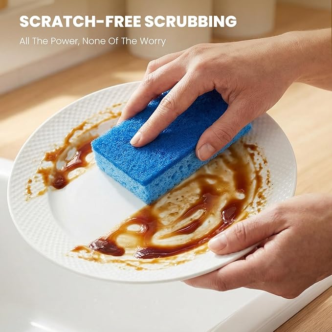 Kitchen Sponges, 24 Count, Non-Scratch Scrub Sponge, Dual Sided Cleaning Sponges for Dishes, Kitchen, Bathroom