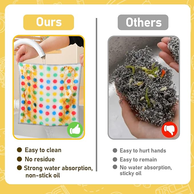 XANGNIER 10 Pcs Non Scratch Wire Dishcloth,2025 New Upgrade Steel Wool Cleaning Cloths for Wet and Dry,Multipurpose Wire Dishwashing Rag,Metal Mesh Miracle Cleaning Cloths for Kitchen,Dishes,Sink