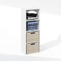 Furinno Reed Closet Organizers and Storage, 4-Tier Closet Organizer, Open Shelf Closet Storage, for Wardrobe, Bedroom, Living Room, White