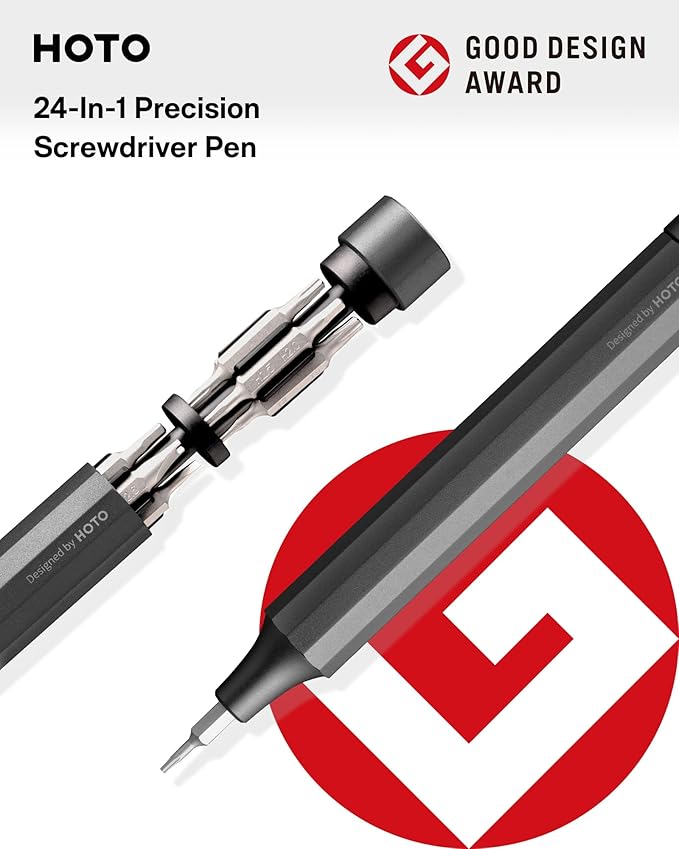 HOTO 24 in 1 Multi Bit Mini Screwdriver Set Magnetic, Manual Precision Screwdriver Set, EDC Pen Screwdriver for Eyeglasses, Electronics, Watches, Phones, Laptops, Cameras, Gadgets for Men, Slate Grey