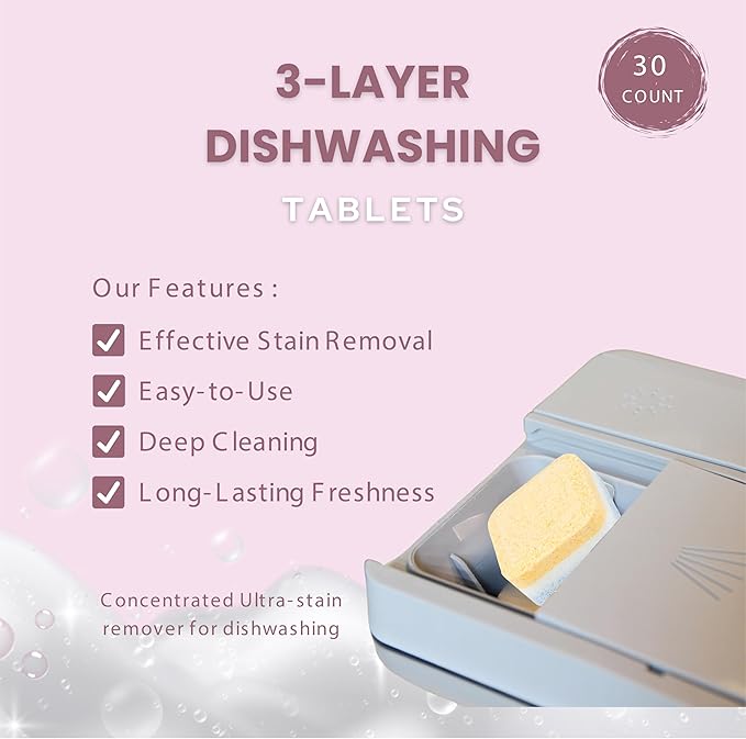 Gold n Pearls 3 - Layer Dishwashing Tablets, 30 Tablets - Effective Stain Removal, Easy-to-Use, Deep Cleaning, Long-Lasting Freshness for Dishes