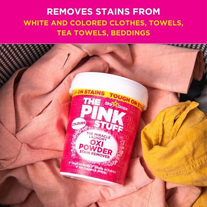 Stardrops The Pink Stuff Miracle Laundry Oxi Powder Stain Remover for Colours,1kg,(Pack of 6)