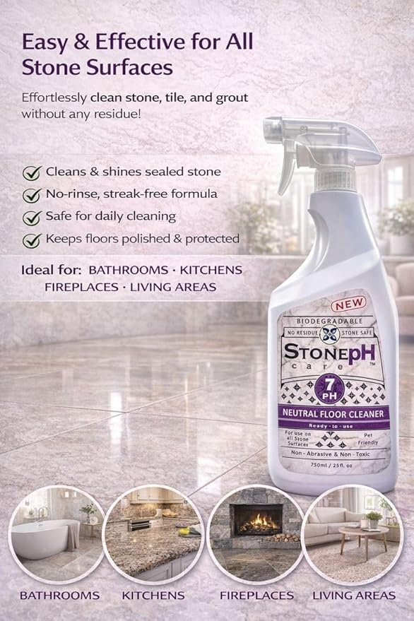 Natural Stone Cleaner - Limestone, Slate & Travertine Cleaner - Natural Stone Shower Cleaner For Marble - Concentrated PH Neutral Floor Cleaner Lavender (25 Fl. Oz)