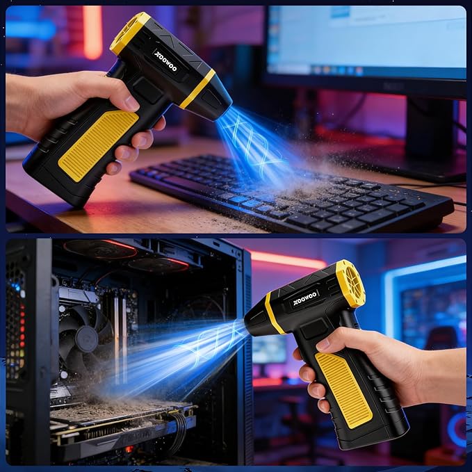 Electric Compressed Air Duster Cordless: 2026 Upgraded Mini Blower with 310g Wind Pressure 5-Speed Adjustable 360000 RPM for Computer Keyboard Outdoor and Car Cleaning - Fast Charging Handheld Blower