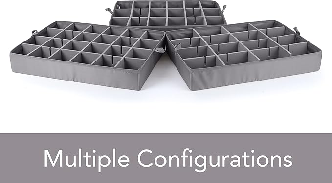 Covermates Keepsakes - Adjustable Zip-Top Storage Box - Configurable FlexGrid Compartments - Heavy Duty Polyester- Reinforced Handles - Stackable Design - Indoor Storage, Grey Heather