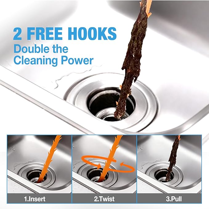 Drain Cleaner Sink Clog Remover: Powerful Foam Powder Unclogger for Kitchen and Bathroom Pipes - Fast Hair Cleaning Solution for Shower Drains (4 Pack)