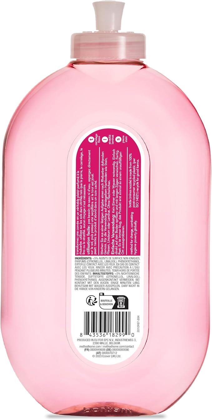 method Floor Cleaner, Radiant Shine on Floors, Fresh Rhubarb Scent, Deep Cleaning, 1 x 739ml
