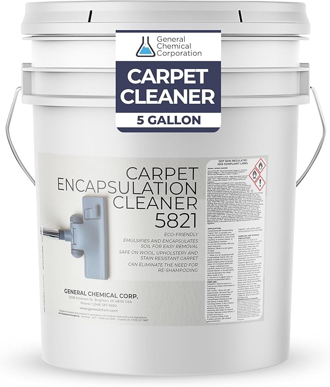 Carpet Encapsulation Cleaner 5821 - Rug Shampoo for Upholstery, Rugs, & Wool - Fast Drying, Nature Conscious Cleaning - Professional Grade Carpet Solution - 5 Gallon Pail