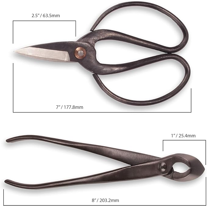 BambooMN Bonsai Basics Set - 8" Concave Cutter, 7" Heavy Duty Shear - 30 Sets